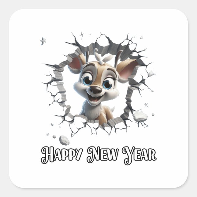 Sticker Carré heureux nouvel an 2024 (Devant)