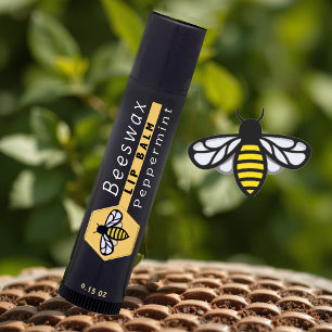 Sticker Carré HEXAGON Cire d'abeille Peppermenthe LIP BALM avec 