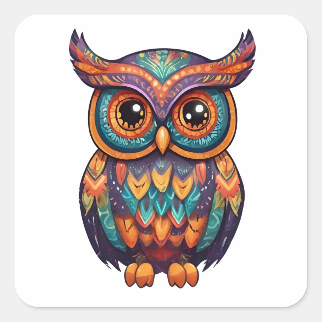 Sticker Carré Hialloween Owl Alebrije (Devant)