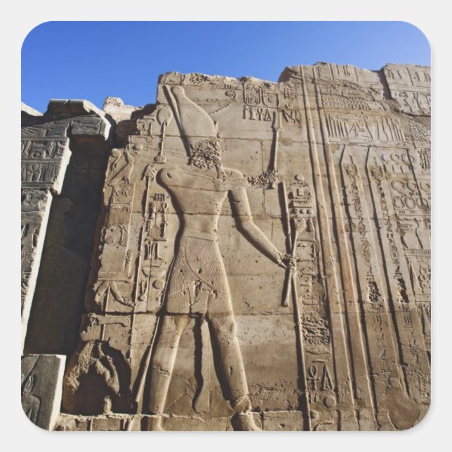 Sticker Carré Hiéroglyphes anciens sur le mur, Temple de Karnak, (Devant)