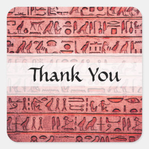 Sticker Carré Hiéroglyphes égyptiens anciens personnalisés Rouge