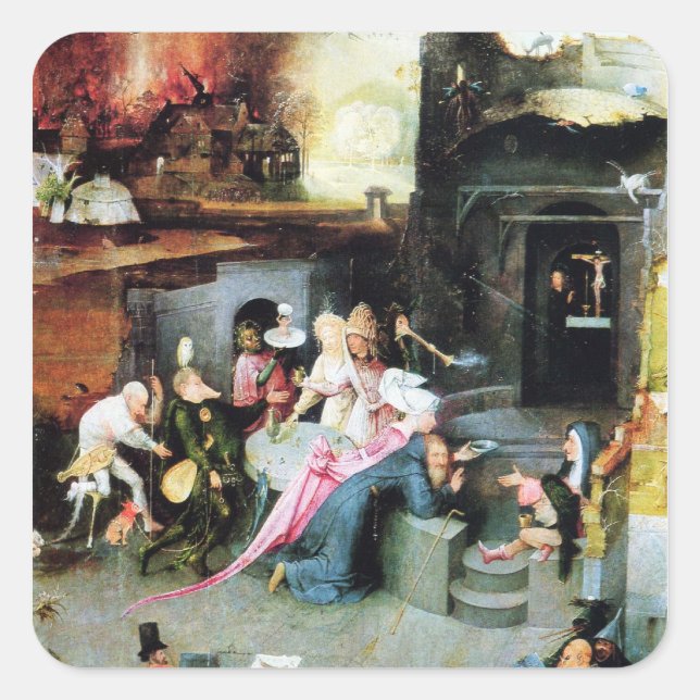 Sticker Carré Hieronymus Bosch peinture art (Devant)