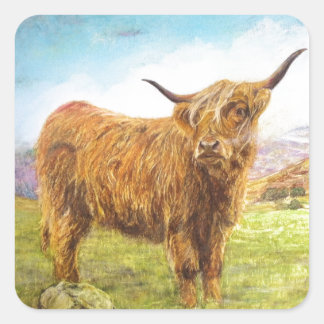 Sticker Carré Highland Cow