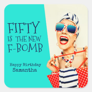 Sticker Carré Hilarious Retro 50e anniversaire pour elle