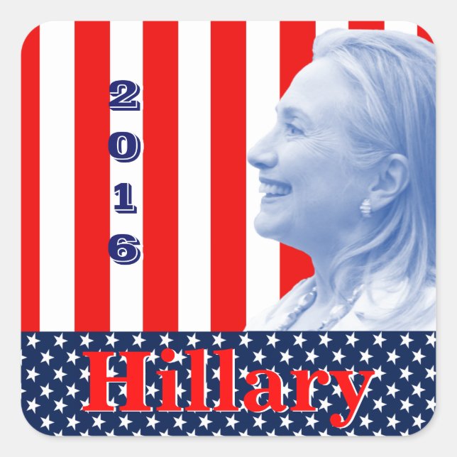 Sticker Carré Hillary Clinton 2016 (Devant)
