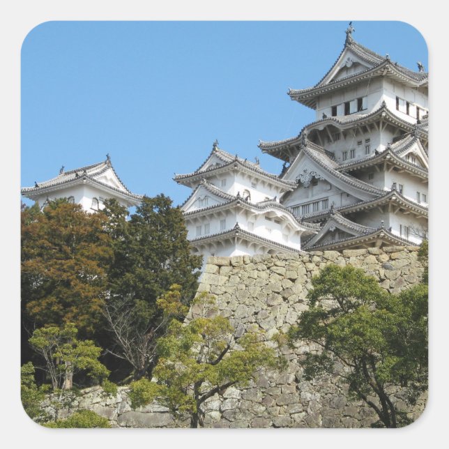 Sticker Carré Himeji Château 姫 路 城, Hyogo, Japon (Devant)