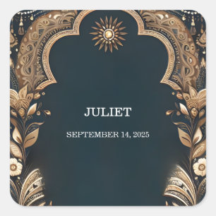 Sticker Carré Hindi Henna Mehndi Style Indien Enterrement de Vie