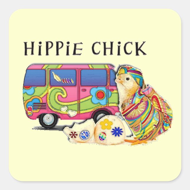 Sticker Carré Hippie chick (Devant)