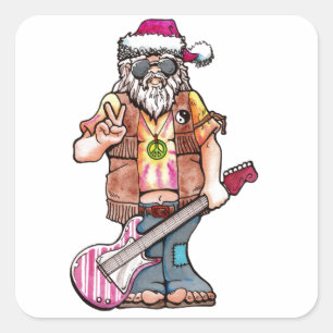 Sticker Carré Hippie Père Noël