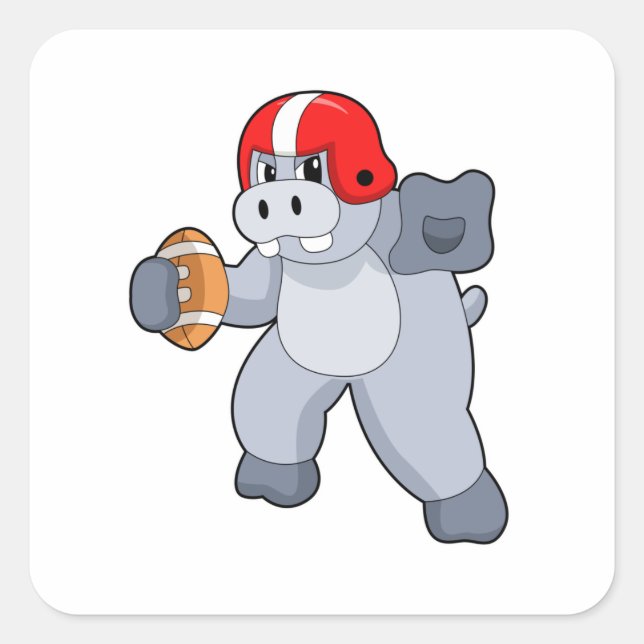 Sticker Carré Hippo à Football Sports (Devant)
