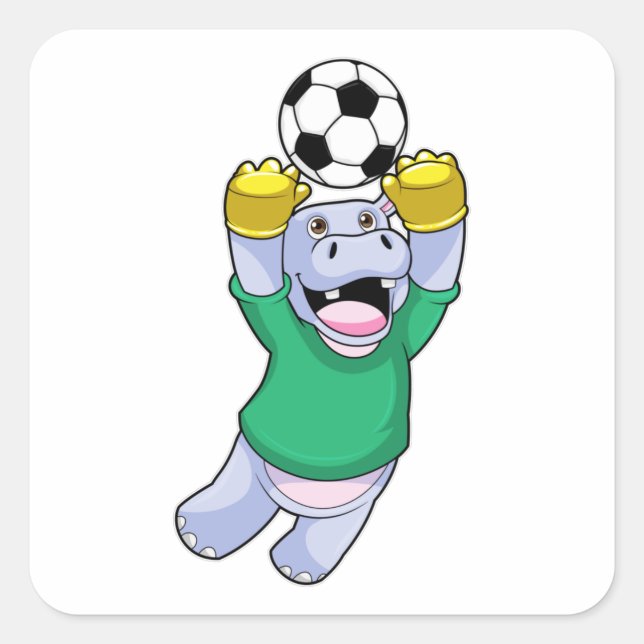 Sticker Carré Hippo à Soccer Sports (Devant)