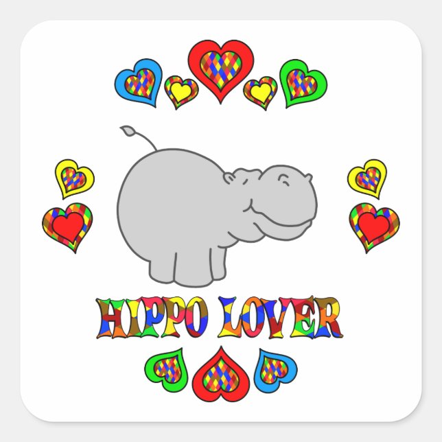 Sticker Carré Hippo Lover (Devant)