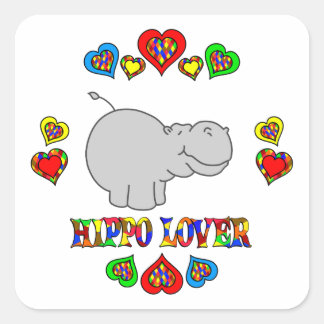 Sticker Carré Hippo Lover