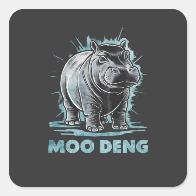Sticker Carré Hippo Radiant Moo Deng (Devant)