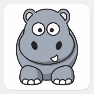 Sticker Carré Hippo sympa