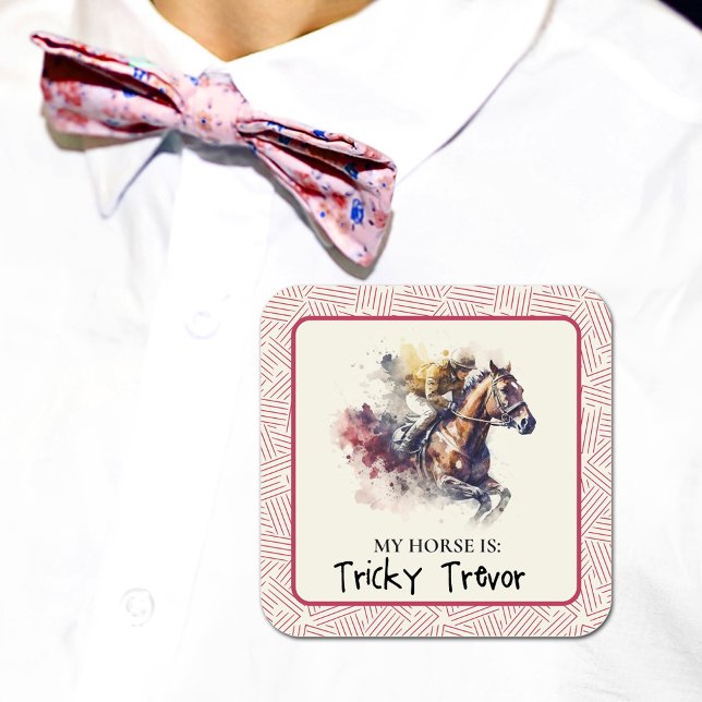 Sticker Carré Hippocampe et pari de jockey (Give guests a sticker they can wear that names the horse they are betting to win the race.)
