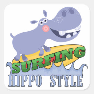 Sticker Carré Hippopotame