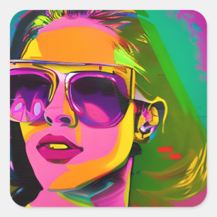 Sticker Carré Hipster cool en Lunettes de soleil Art moderne uni