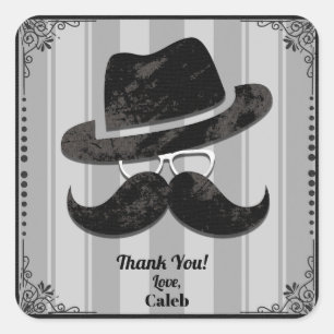 Sticker Carré Hipster Mustache Casquette lunettes N'IMPORTE QUEL