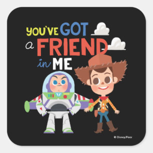 Sticker Carré Histoire du jouet Caricature Buzz et Woody
