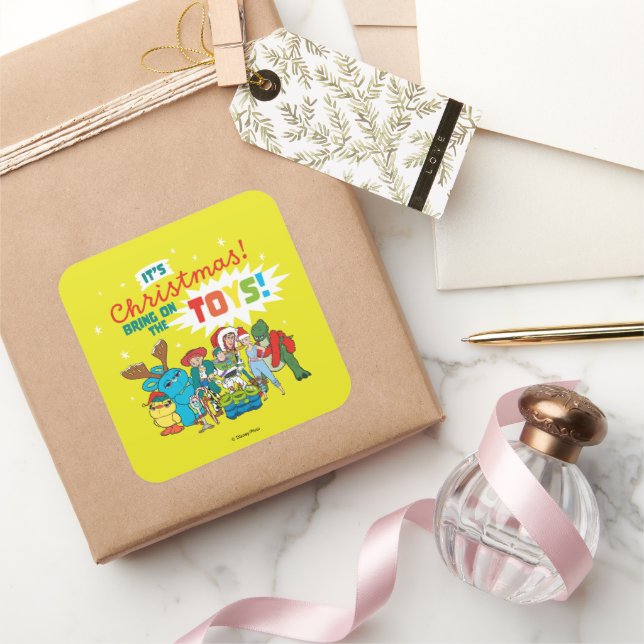 Sticker Carré Histoire du jouet | C'est Noël ! Portez les jouets (Cadeaux)