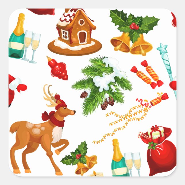 Sticker Carré Histoire du jouet | Joyeux Motif de Noël (Devant)