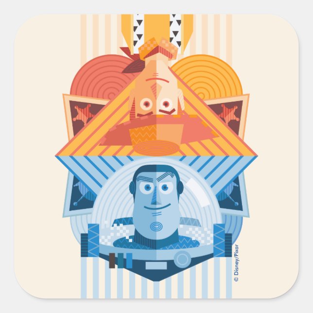 Sticker Carré Histoire du jouet | Woody & Buzz Reversible Graphi (Devant)