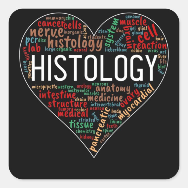 Sticker Carré Histologie Histotechnicien Mots du coeur Texte Déf (Devant)
