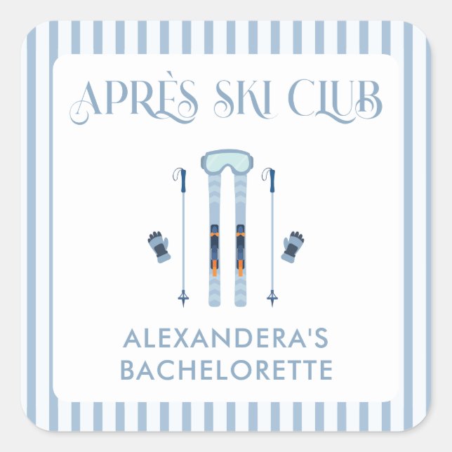 Sticker Carré Hiver Avant Ski Bachelorette Party (Devant)