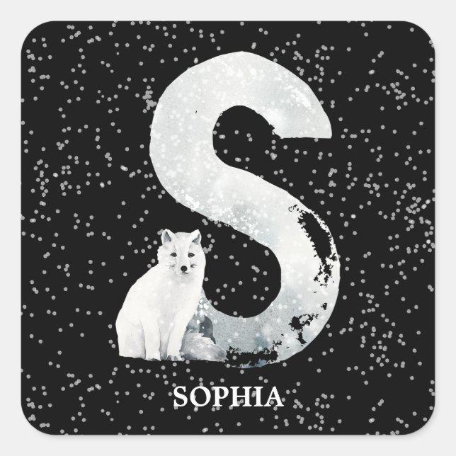 Sticker Carré Hiver Wonderland Alphabet S Monogramme | Loup de n (Devant)