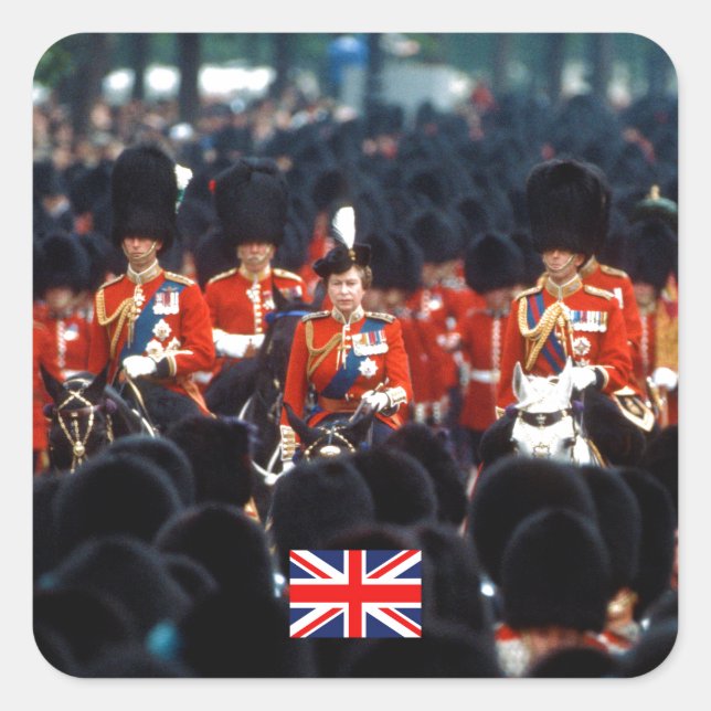 Sticker Carré HM La Reine Elizabeth II Prince Philip London (Devant)