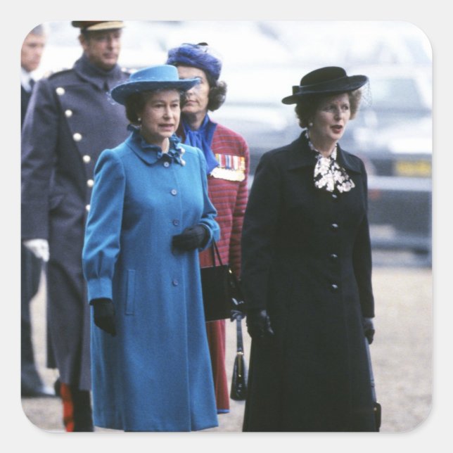 Sticker Carré HM Queen Elizabeth II-Margaret Thatcher (Devant)