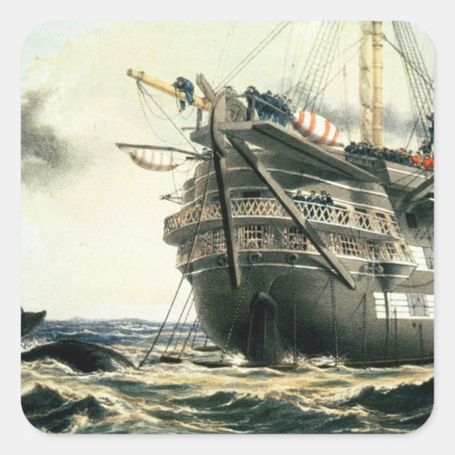Sticker Carré HMS Agamemnon laying the original Atlantic Cable, (Devant)