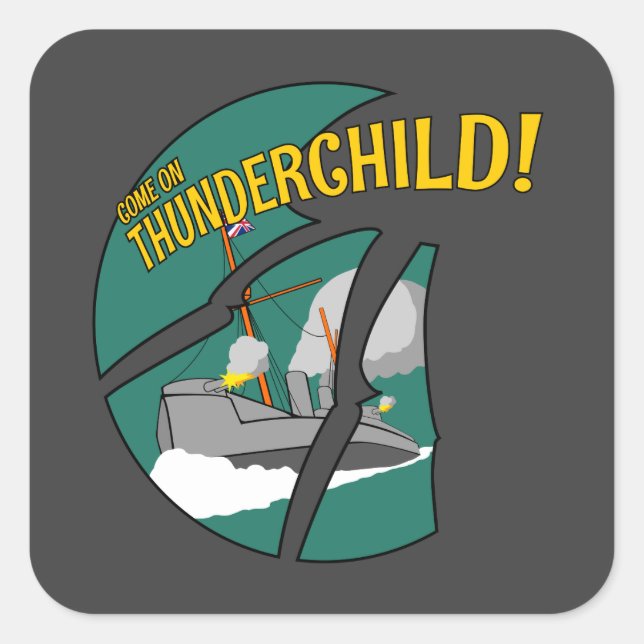 Sticker Carré HMS Thunderchild et la bataille avec les martiens (Devant)