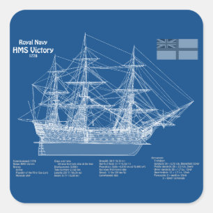 Sticker Carré HMS Victory - Plan de plan des navires ABD