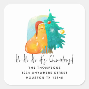 Sticker Carré Ho Ho Christmas Chat Nom Nom Adresse
