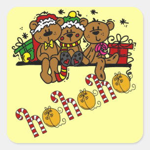 Sticker Carré Ho Ho Ho Nounours