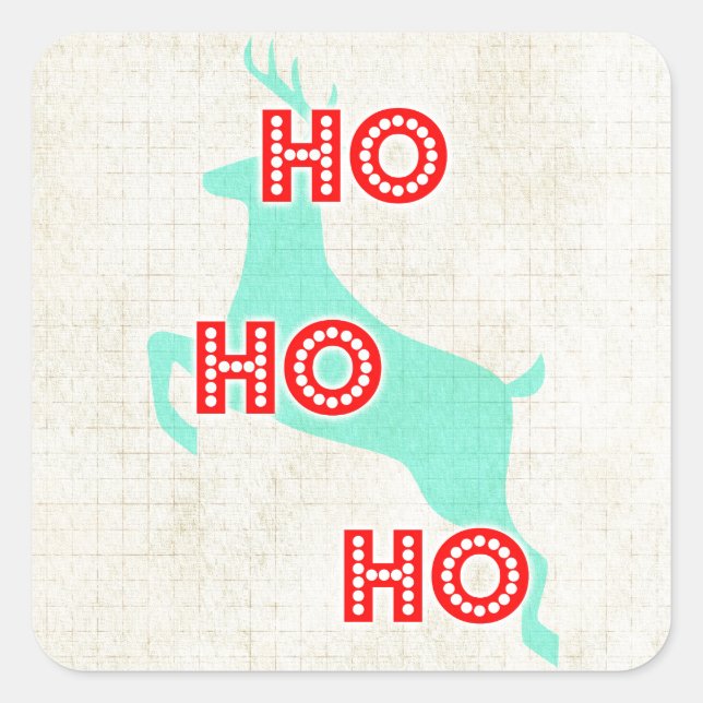 Sticker Carré ho ho ho reindeer red christmas vintaning (Devant)