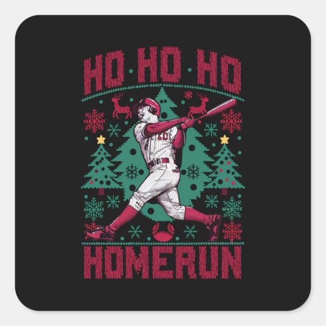 Sticker Carré Ho Ho Homerun Baseball Laid Christmas Sweat (Devant)