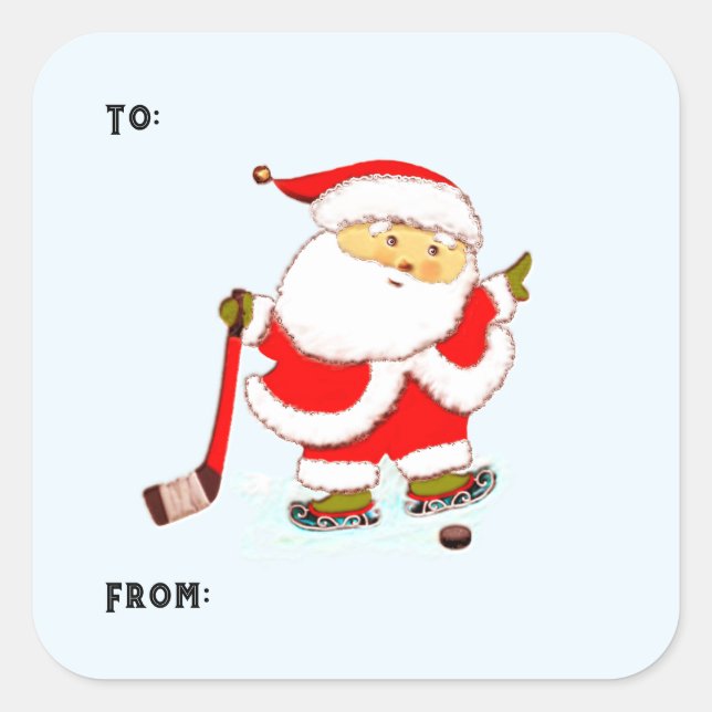 Sticker Carré Hockey Christmas (Devant)