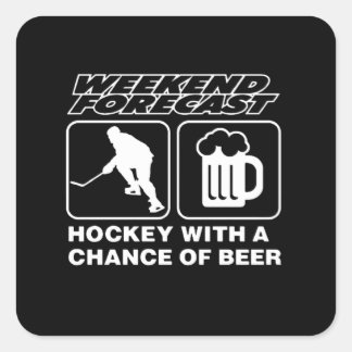 Sticker Carré Hockey | Hockey Avec Une Chance De Bière