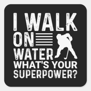 Sticker Carré Hockey Je Marche Sur Bouton D'Eau