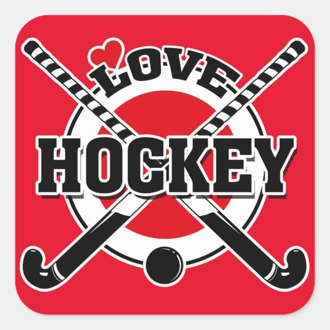 Sticker Carré Hockey - Love Hockey (Devant)