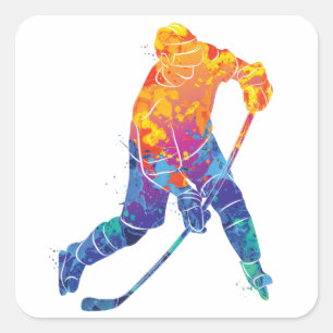 Sticker Carré Hockey sur glace aquarelle