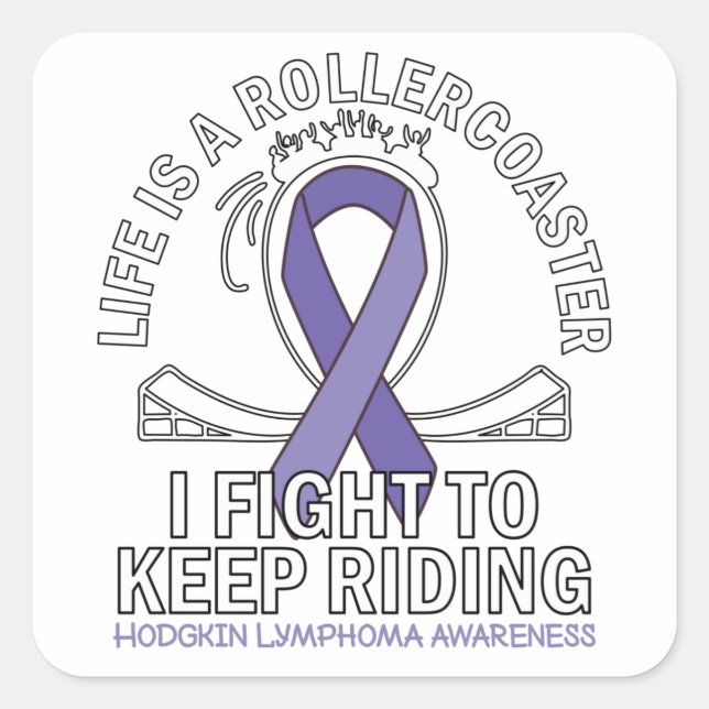 Sticker Carré Hodgkin Lymphoma cancer sensibilisation ruban viol (Devant)