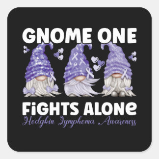 Sticker Carré Hodgkin Lymphoma Cancer Violet Ribbon Gnome