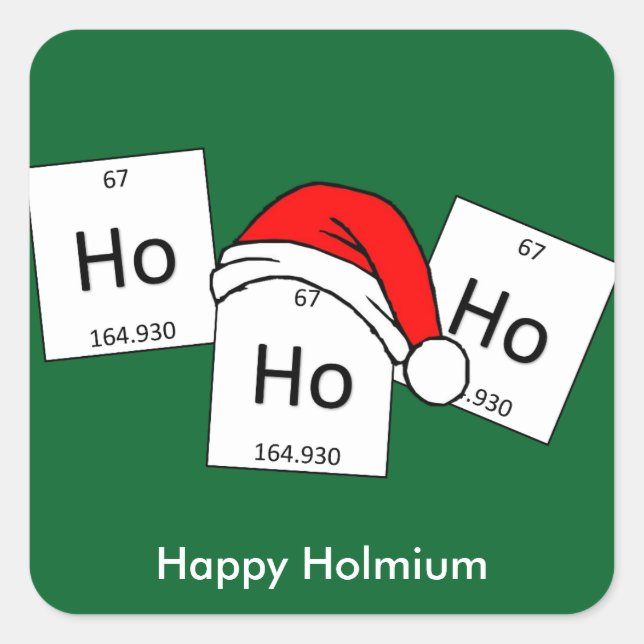 Sticker Carré HoHo Holmium Chimie, élément jeu de Noël (Devant)