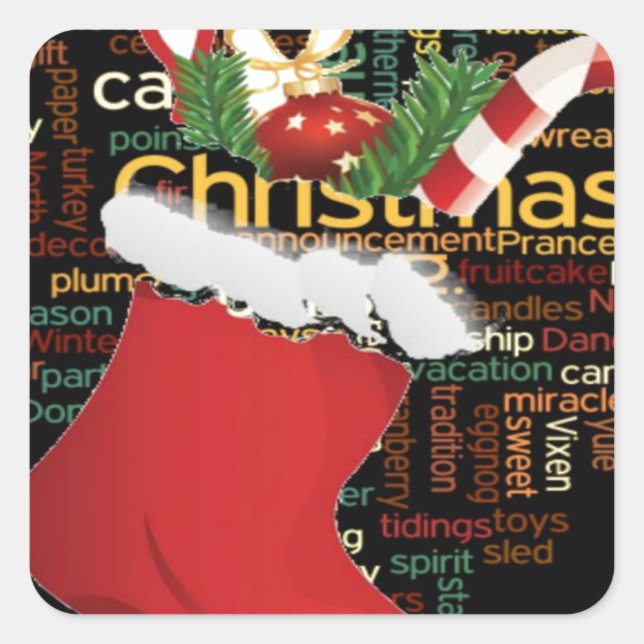 Sticker Carré HoHo ! Merry Christmas TOXITS et Happy New Year (Devant)