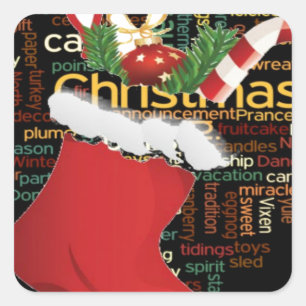 Sticker Carré HoHo ! Merry Christmas TOXITS et Happy New Year