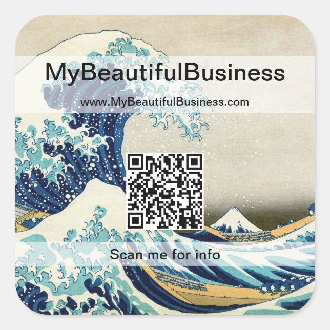Sticker Carré Hokusai - La Grande Vague au large de Kanagawa - Q (Devant)